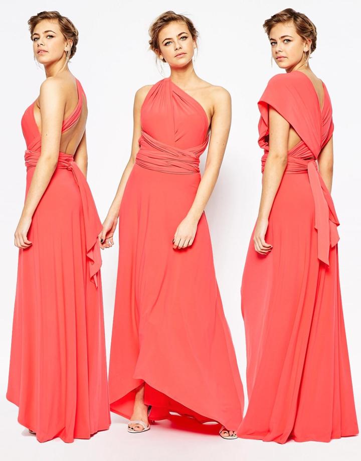 Coast Corwin V Neck Maxi Dress In Coral - Coral