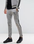 Gym King Track Skinny Joggers In Gray With Black Stripe - Gray