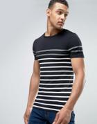 Asos Muscle T-shirt With Highlight Stripe In Black - Black
