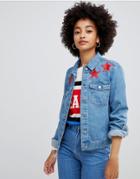 Chorus Star Foil Denim Jacket-blue