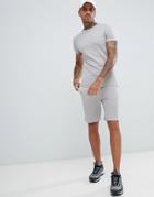Asos Tracksuit Muscle Short Sleeve Sweatshirt/skinny Short In Light Gray - Gray