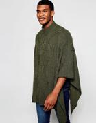Asos Cable Knit Poncho - Khaki