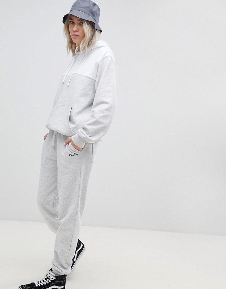 Ripndip Cuffed Joggers With Embroidered Logo And Printed Pocket Detail Co-ord - Gray