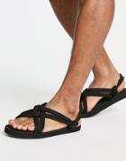 Asos Design Sandals In Rope-black