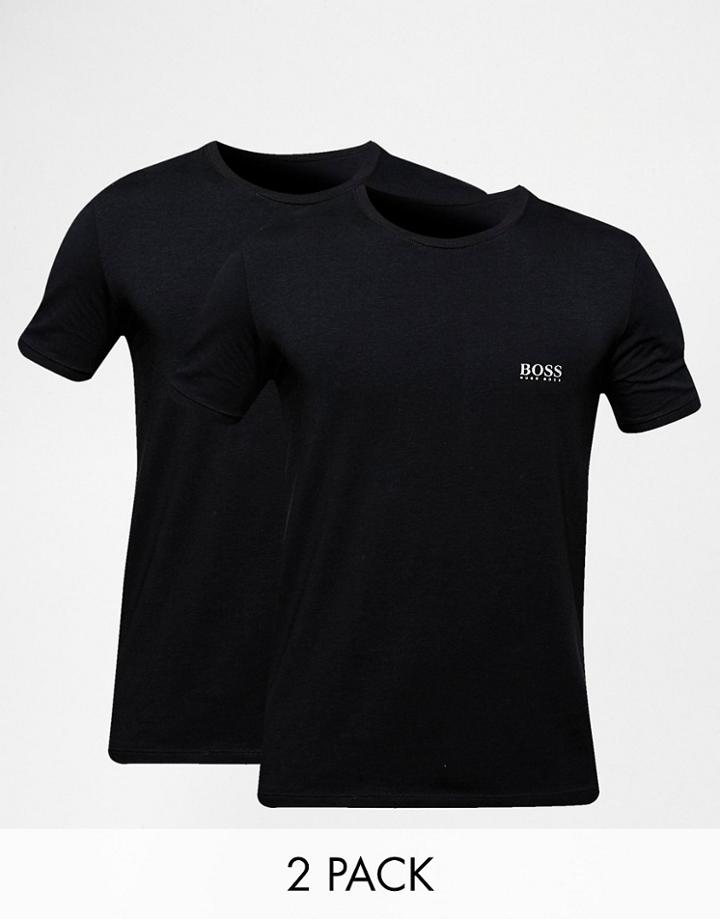 Hugo Boss 2 Pack Cotton Stretch T-shirt In Regular Fit - Black