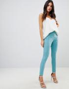 Asos High Waist Pants In Skinny Fit-blue