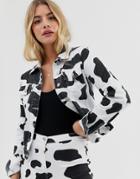 Parisian Cow Print Denim Jacket - Multi