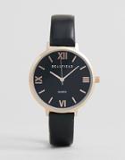 Bellfield Watch With Rose Gold Case And Black Strap - Black