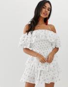 The Jetset Diaries Boho Rhapsody Ruffle Mini Dress - White