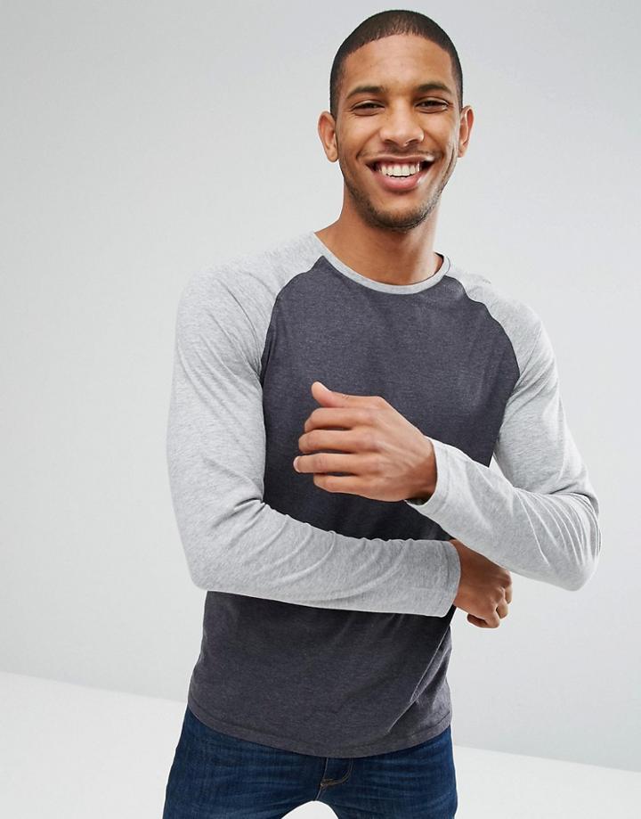 Troy Raglan Long Sleeve Top - Gray