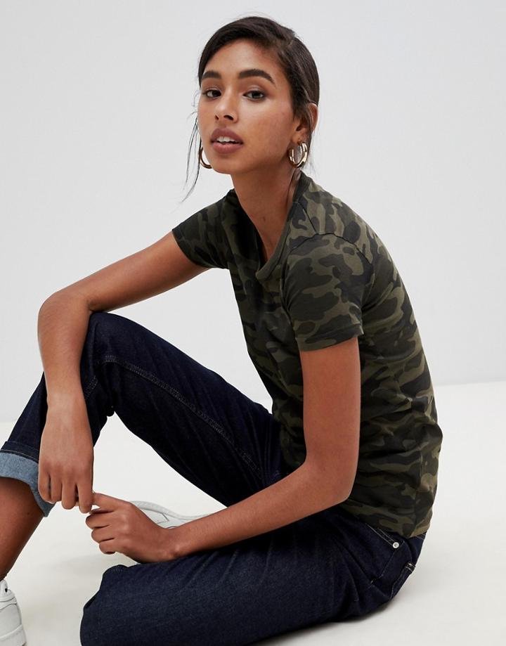 Brave Soul T-shirt In Camo Print - Multi