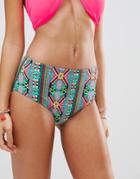 South Beach Mid Waist Bikini Bottoms In Multi Print - Multi