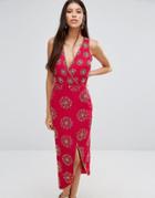 Virgos Lounge Daria Embellished Midi Dress - Red