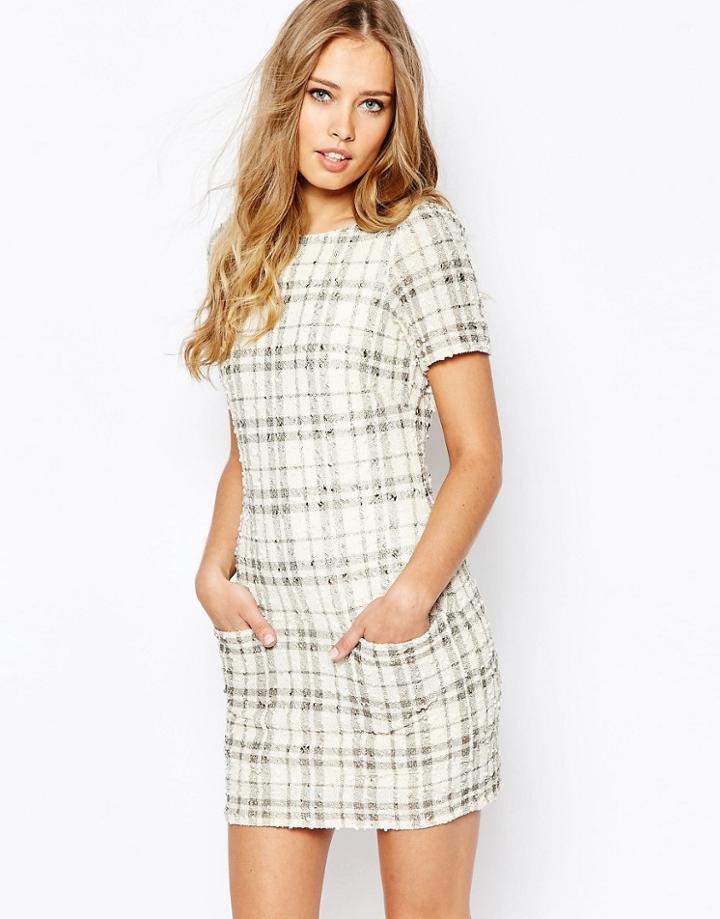 Hedonia Pia Shift Dress With Pockets In Check - Ivory