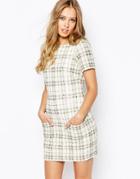Hedonia Pia Shift Dress With Pockets In Check - Ivory