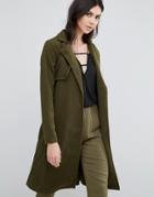 Love & Other Things Belted Trench - Green