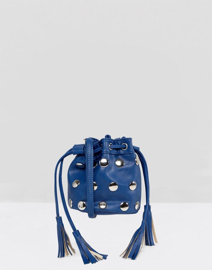 Yoki Fashion Festival Shoulder Bag With Stud And Tassel Detail - Navy