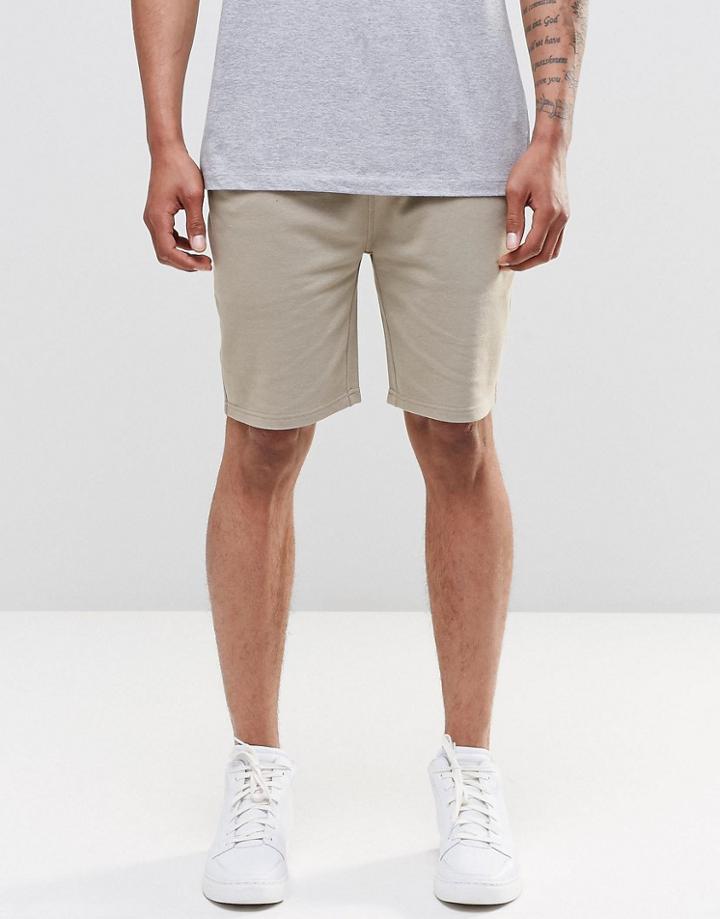 Asos Jersey Shorts In Stone - Stone