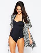 Anmol Leopard Print Open Caftan - Leopard Print