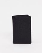 Asos Design Leather Bifold Wallet In Black Saffiano