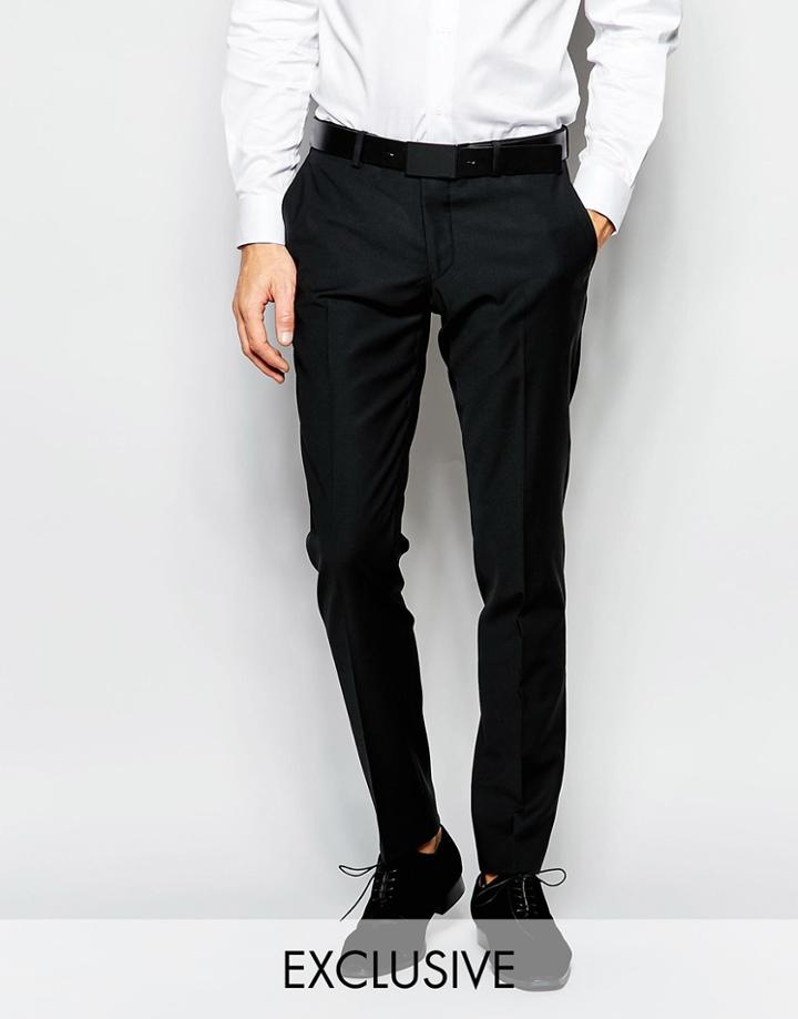 Number Eight Savile Row Exclusive Suit Trousers With Stretch In Skinny Fit - Black