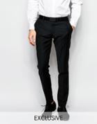 Number Eight Savile Row Exclusive Suit Trousers With Stretch In Skinny Fit - Black