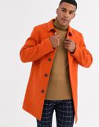 Asos Design Wool Mix Trench Coat In Orange