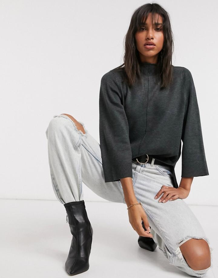 French Connection High Neck Sweater In Gray-grey