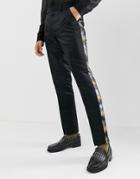 Asos Edition Skinny Suit Pants In Gray And Gold Sequins - Gold