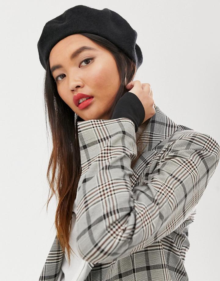 Asos Design Wool Beret - Black