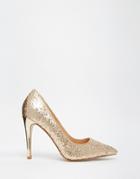 Head Over Heels By Dune Audrine Gold Glitter Heeled Pumps - Gold Glitter