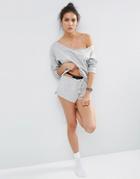 Asos Lounge Raw Edge Short - Gray Marl