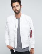 Alpha Industries Ma-1 Bomber Jacket Slim Fit In White - White