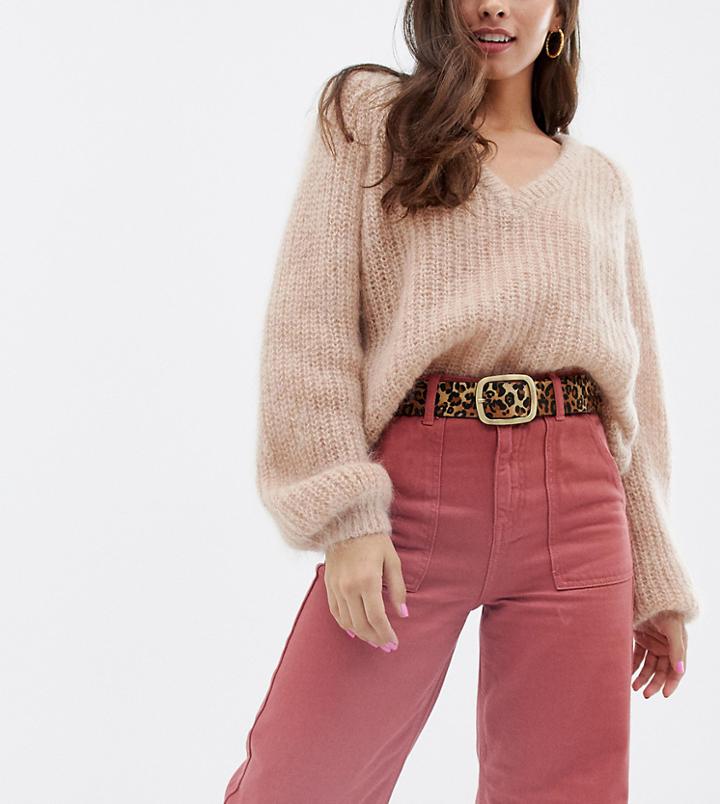 My Accessories Leopard Print Belt With Square Gold Buckle - Multi