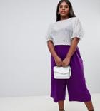 Asos Design Curve Tailored Large Pleat Culottes - Purple