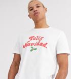 Asos Design Tall Holidays T-shirt With Chest Text