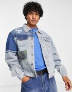 Liquor N Poker 90s Oversize Patchword Denim Jacket In Blue - Part Of A Set