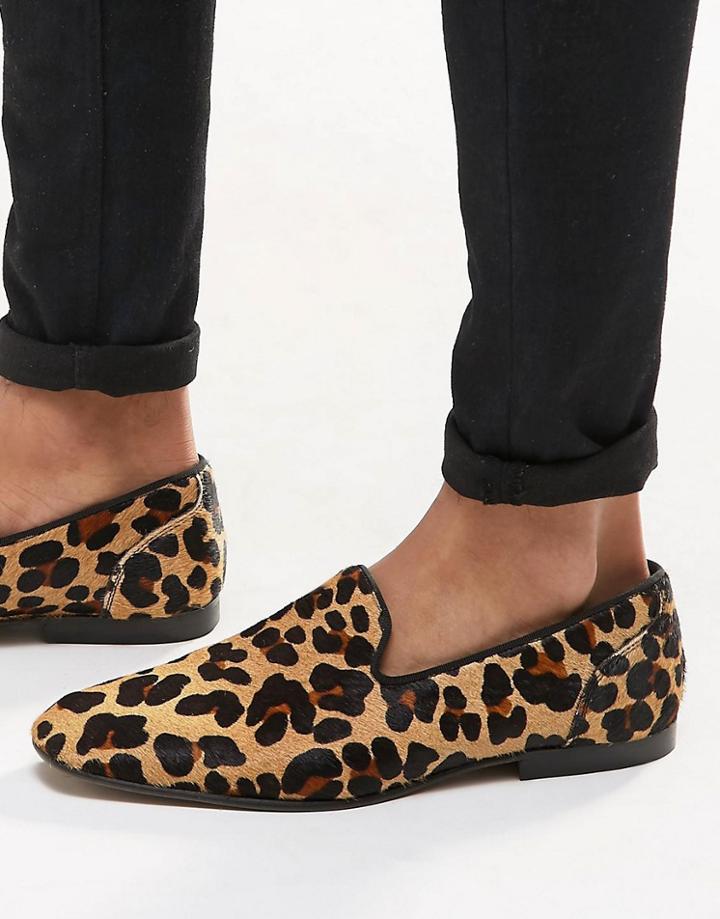 Asos Loafers In Leopard Skin Effect - Yellow