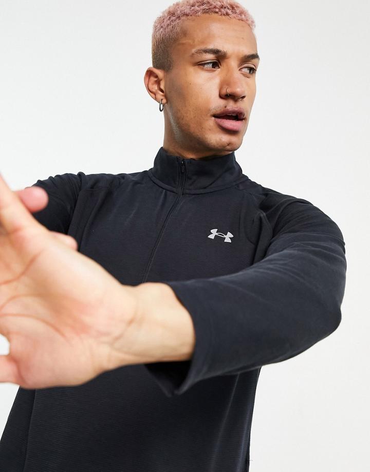 Under Armour Running Streaker 1/2 Zip Long Sleeve Top In Black