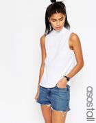 Asos Tall High Neck Wrap Over T-shirt - White