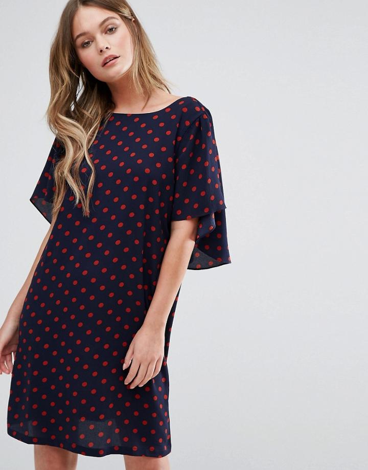 Y.a.s Naomi Polka Dot Ruffle Detail Dress - Blue