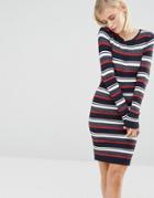Brave Soul Striped Sweater Dress - Navy