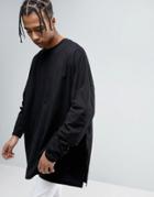 Asos Long Sleeve Extreme Oversized T-shirt With Super Long Sleeve In Black - Black