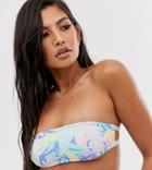 Sole East By Onia Exclusive Natalya Bandeau Bikini Top In Pink Palm Print-multi