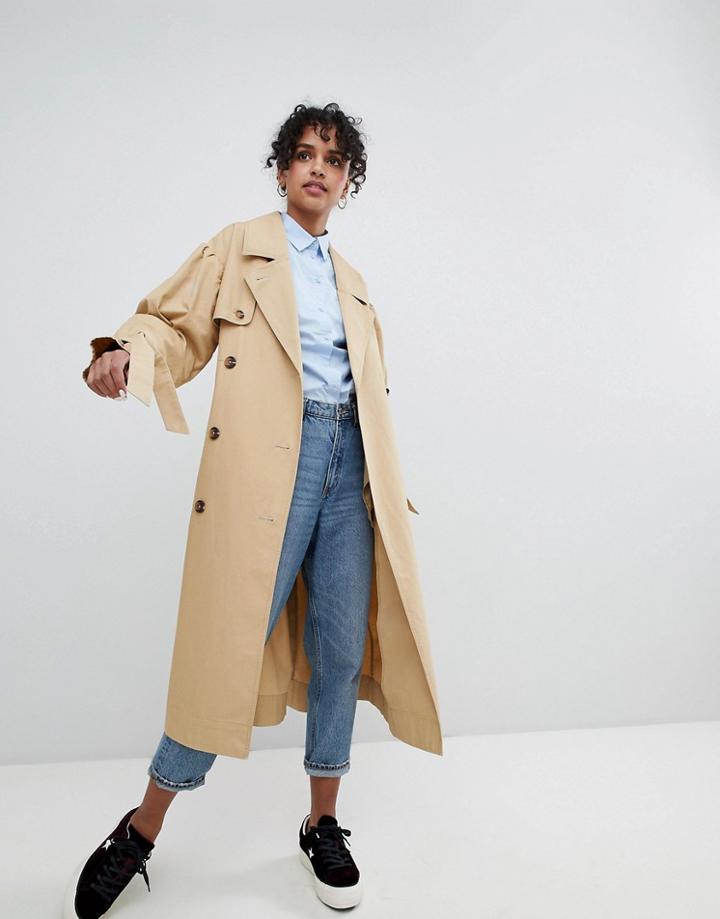 Monki Classic Trench Trench Press Collection - Beige