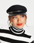 River Island Snaffle Trim Bakerboy Hat In Black