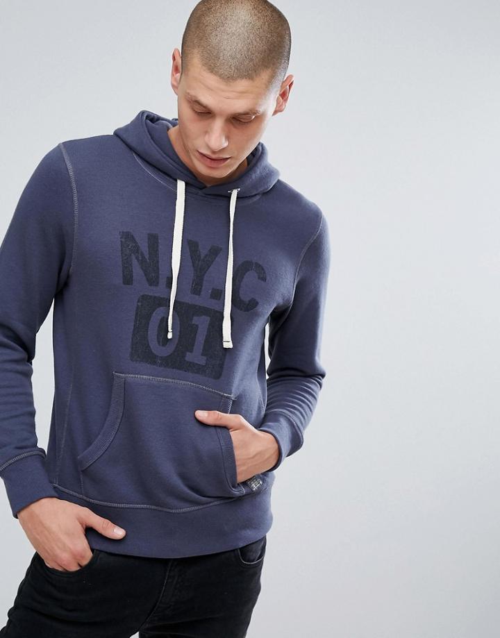Jack & Jones Vintage Hoodie With Nyc Graphic - Navy