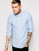Asos Shirt In Long Sleeve With Linen Mix - Blue