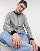 Asos Design Long Sleeve Stripe T-shirt In Black And White