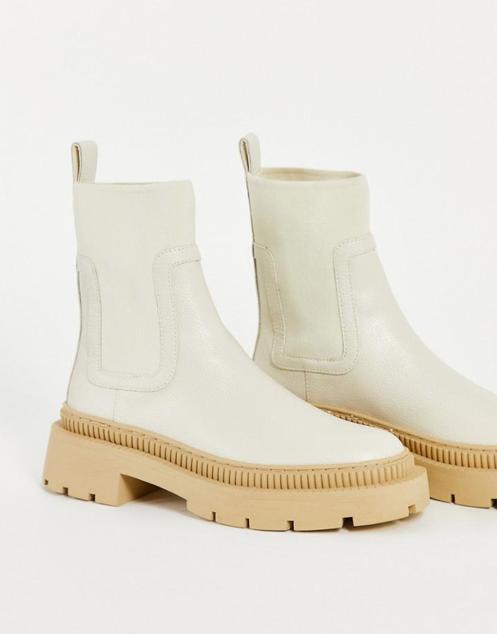 Mango Rubberized Sole Chealsea Boot In Ecru-neutral
